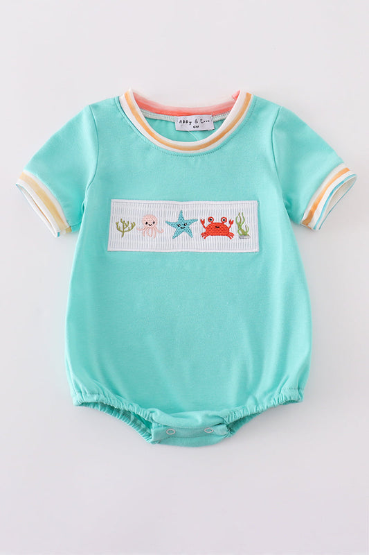 Coral jelly star crab boy romper Honeydew