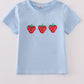Blue Strawberry Embroidery Boy Top Honeydew