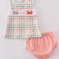Plaid coral crab boy diaper set Honeydew
