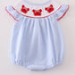 Blue Seersucker Embroidery Smocked Bubble Honeydew