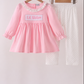 Pink Little Sister Embroidery Girl Pants Set Honeydew