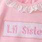 Pink Little Sister Embroidery Girl Pants Set Honeydew