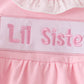 Pink Little Sister Embroidery Girl Bubble Honeydew