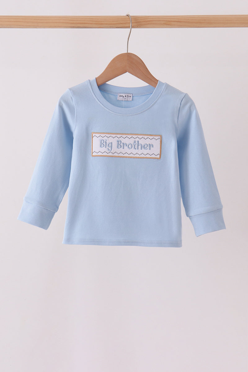 Blue Big Brother Embroidery Top Honeydew