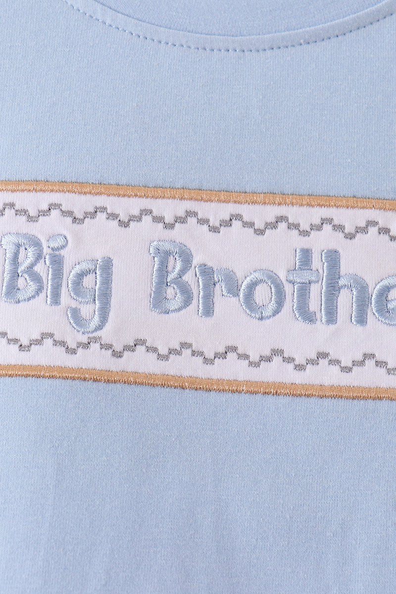 Blue Big Brother Embroidery Top Honeydew