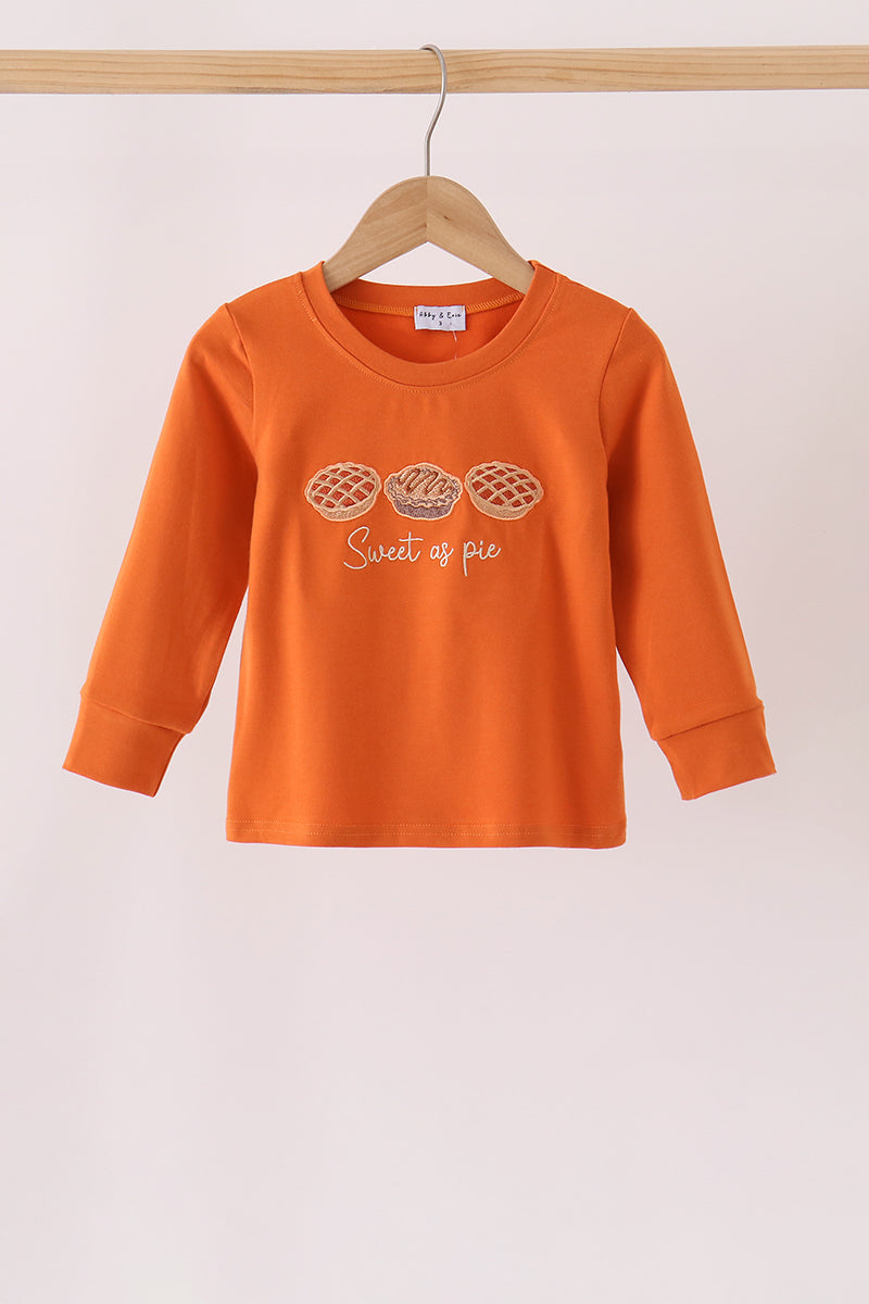 Sweet As Pie Orange Embroidery Top Honeydew