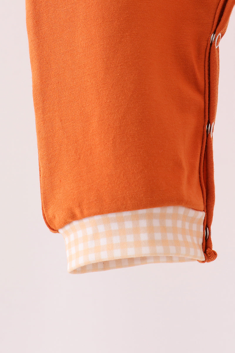 Sweet As Pie Orange Embroidery Boy Romper Honeydew