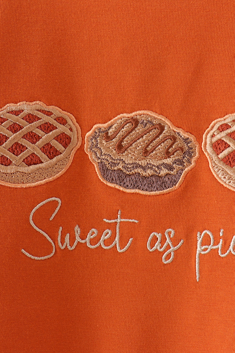 Sweet As Pie Orange Embroidery Boy Romper Honeydew