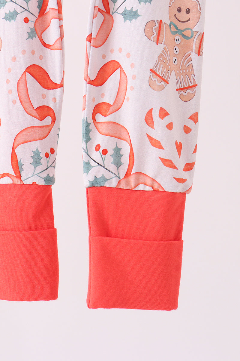Coral Gingerbread Bamboo Zipper Romper Honeydew