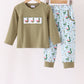 Green Mallard Ducks Embroidery Boy Pants Set Honeydew