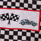 Black Race Car Embroidery Checkered Boy Bubble Honeydew