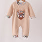 Tan Camo Deer Applique Boy Romper Honeydew