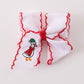 Red Goose Holiday Embroidery Crotchet Edge Alligator Clip Hair Bow Honeydew