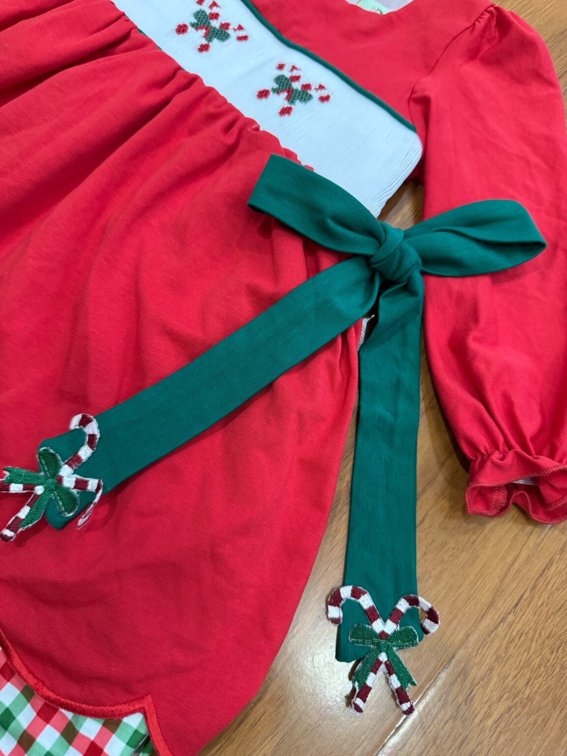 Hand Smocked Red Candy Cane Dress Ambabie