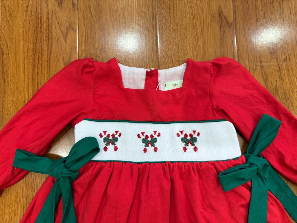 Hand Smocked Red Candy Cane Bloomer Set Ambabie