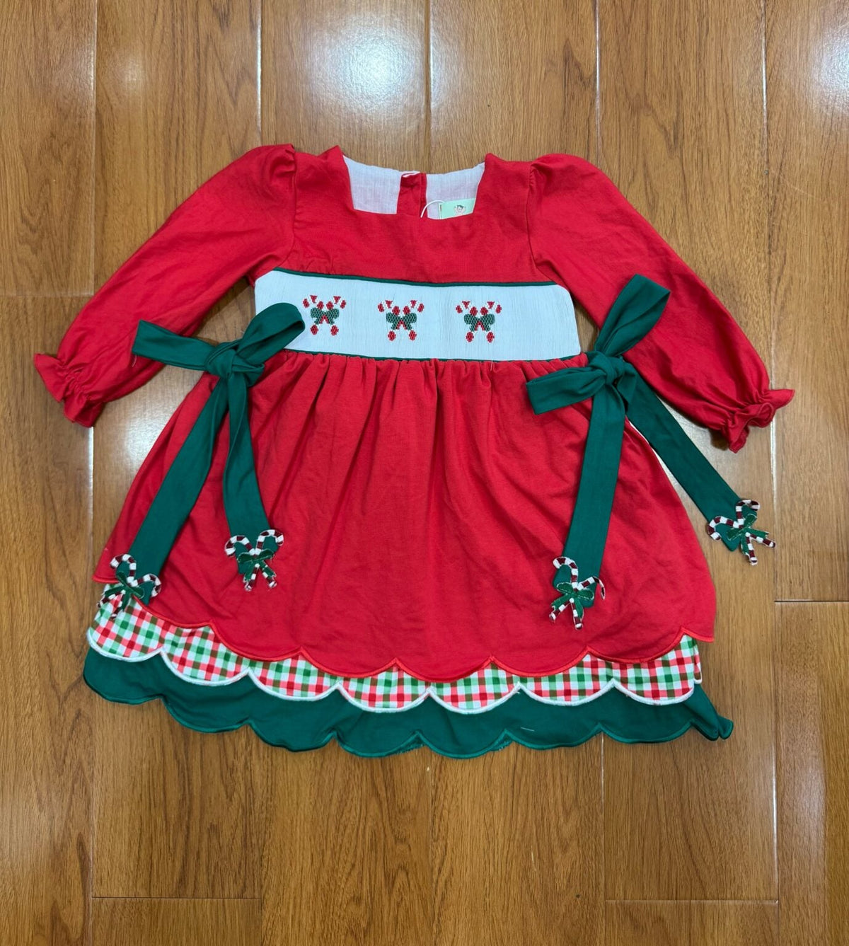 Hand Smocked Red Candy Cane Dress Ambabie