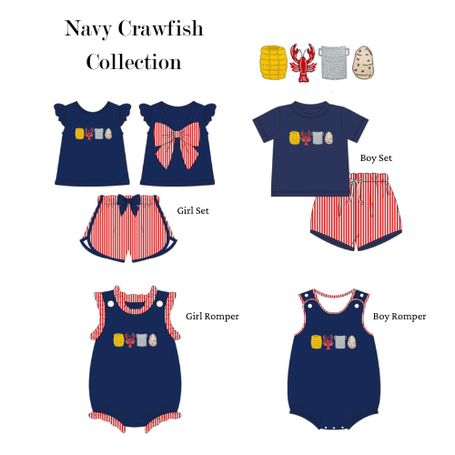 Navy Crawfish Girl Romper - ETA January BOYIS