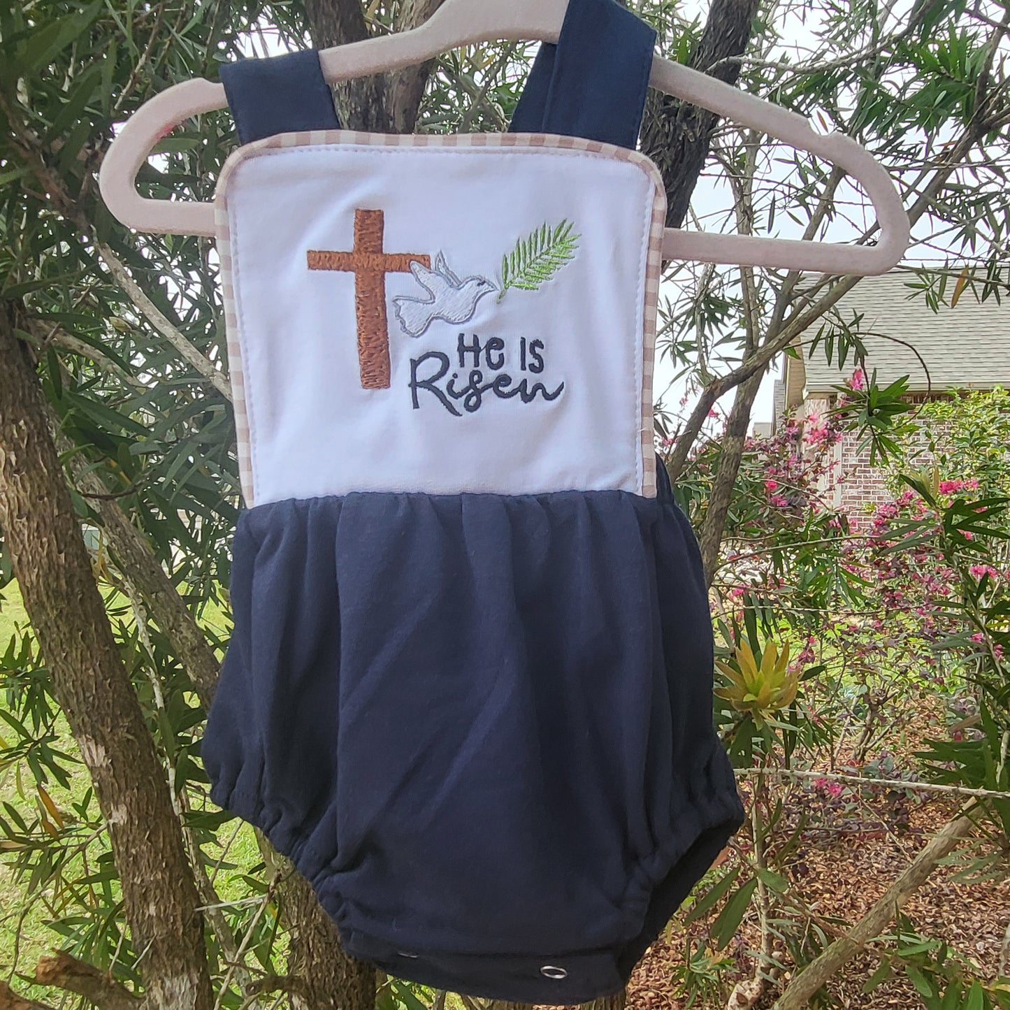 Navy Easter Cross Boy Bubble Honeydew