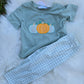 Green Embroidery Pumpkin Boy 2 PC Pants Set Honeydew