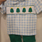 Green Christmas Tree French Knot Boy Set Honeydew