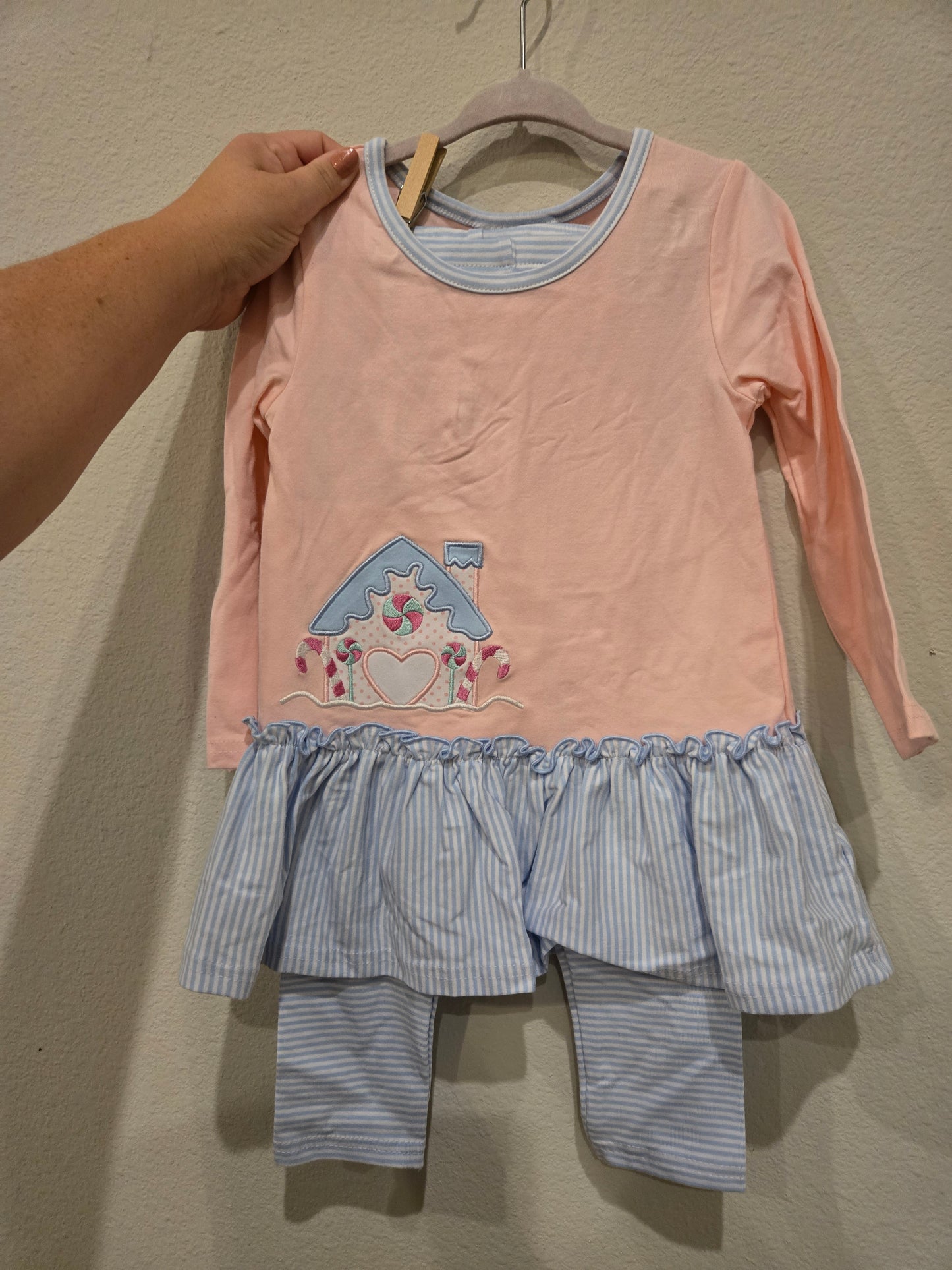 Gingerbread House Girls Pant Set Smock Candy