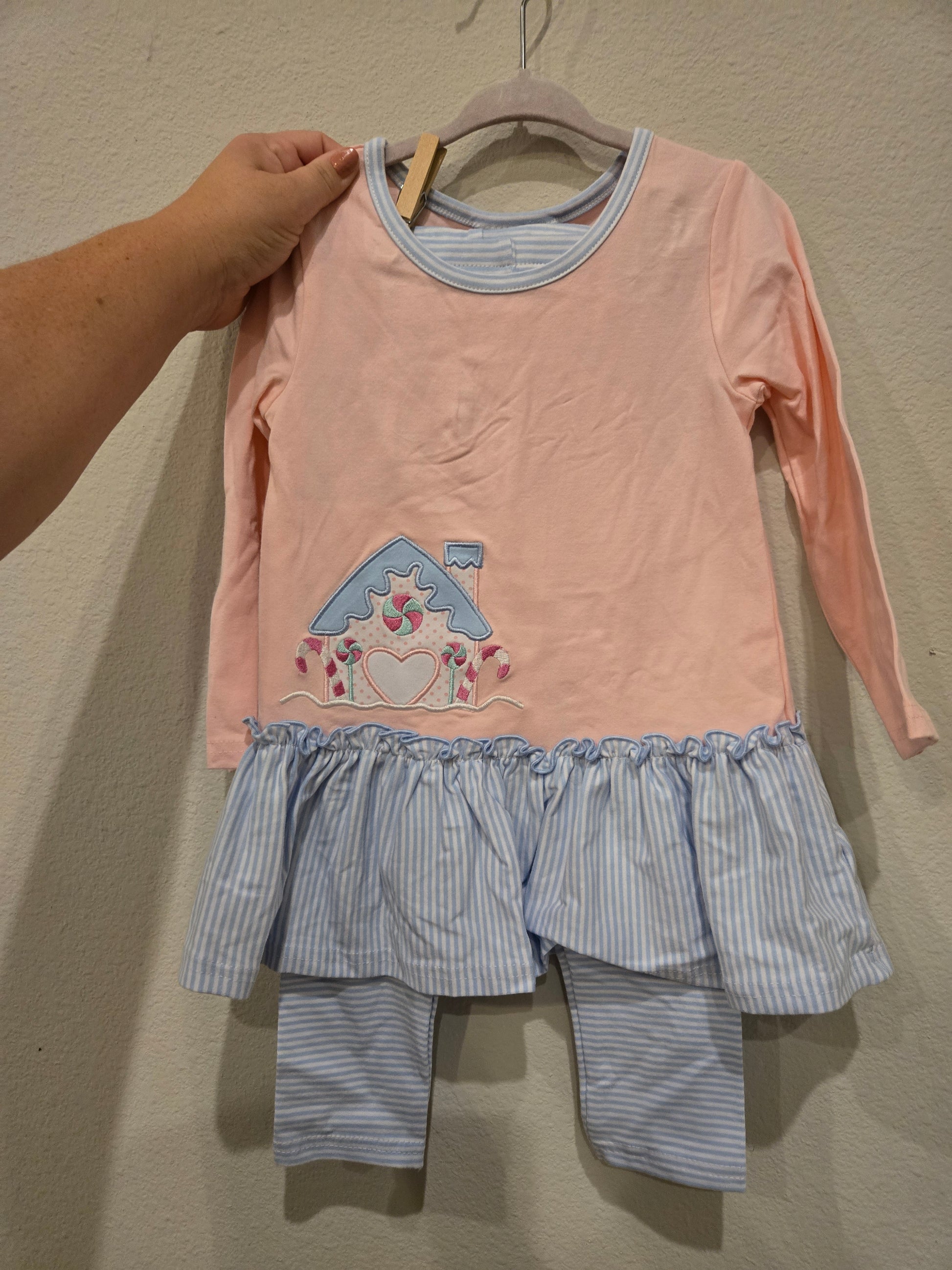 Gingerbread House Girls Pant Set Smock Candy