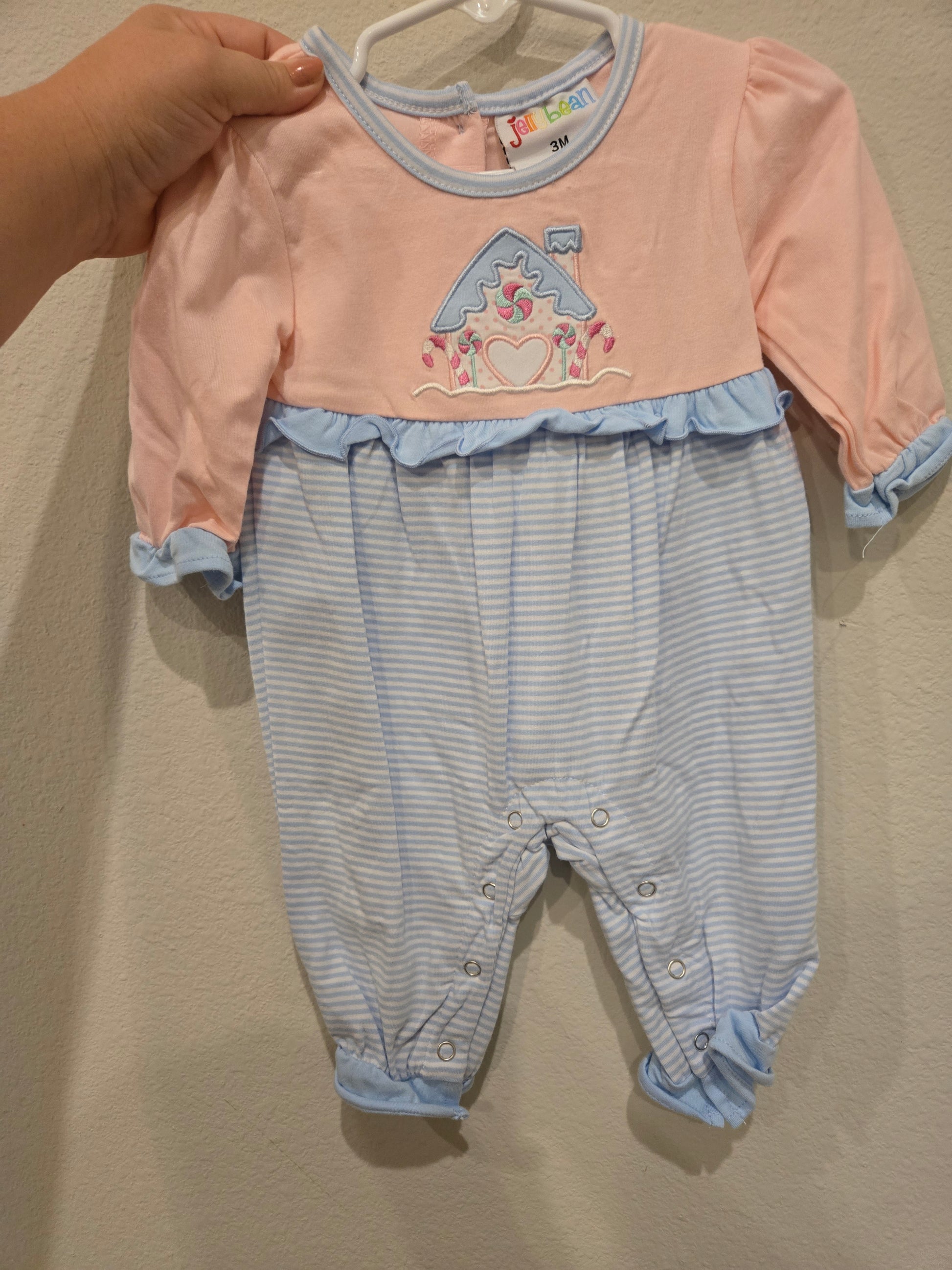 Gingerbread House Girls Romper Smock Candy