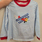 Blue Stripe Airplane Applique Boy Set Honeydew