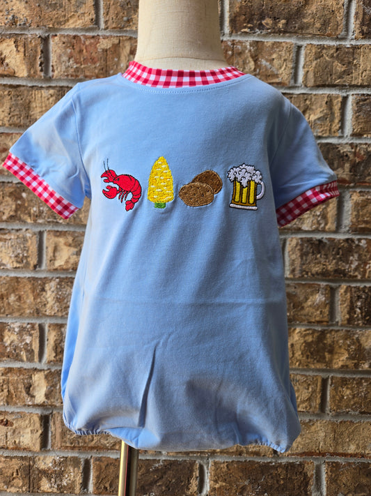 Light Blue Crawfish Boy Romper l BOYIS