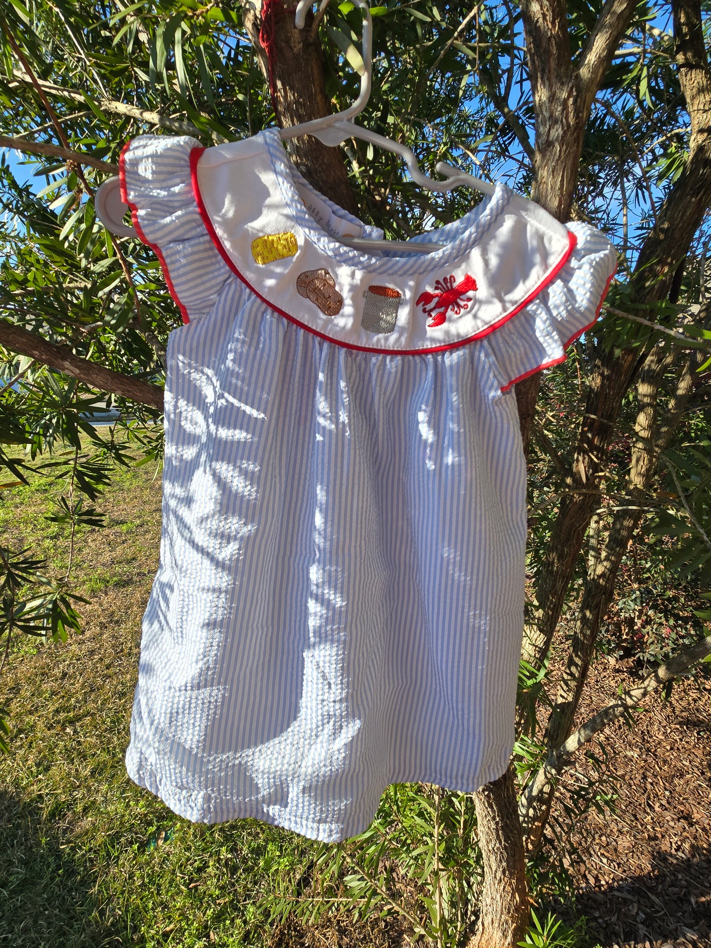 Blue Crawfish Embroidery Collection Girl Dress Magic Group