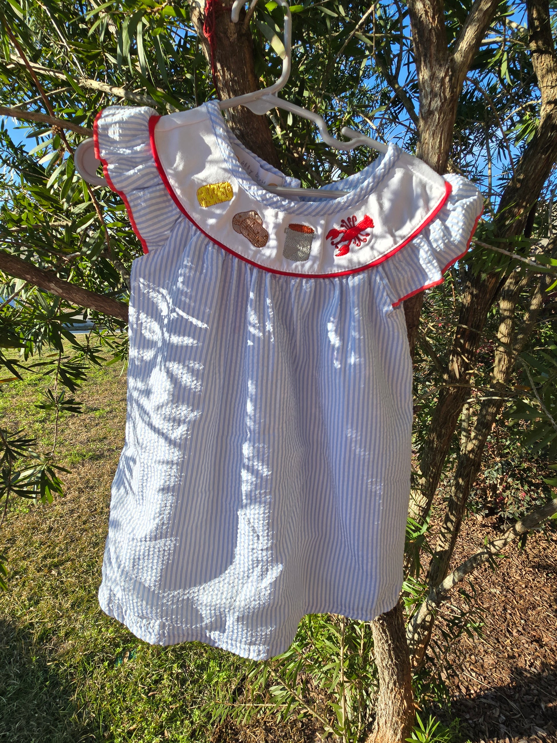 Blue Crawfish Embroidery Collection Girl Dress Magic Group
