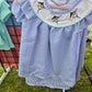 Blue Stripe Seersucker Embroidery Dress Honeydew