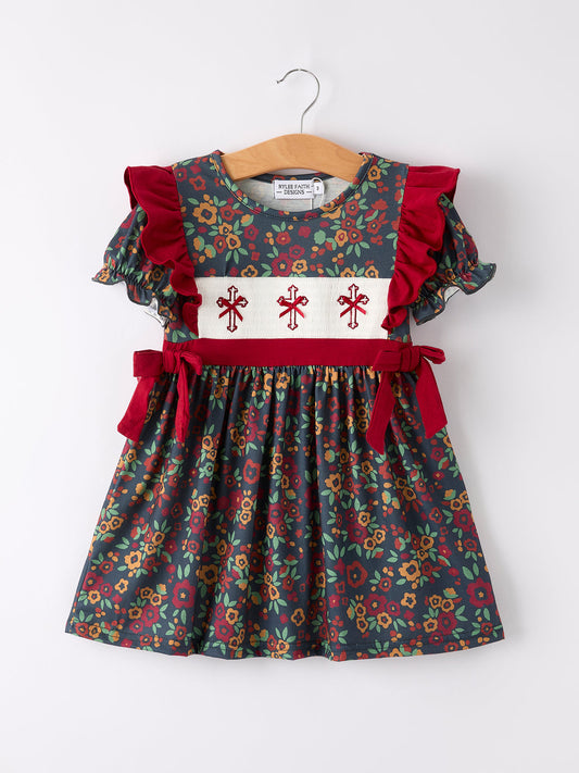 Vintage Floral Smocked Church Bishop Christening Dress Rylee Faith