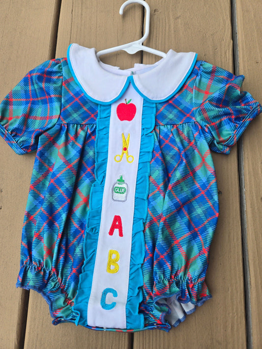 ABC school romper Honeydew
