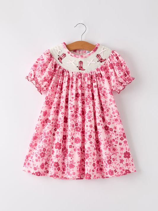 Boots Smocking Embroidered Floral SS Dress Rylee Faith