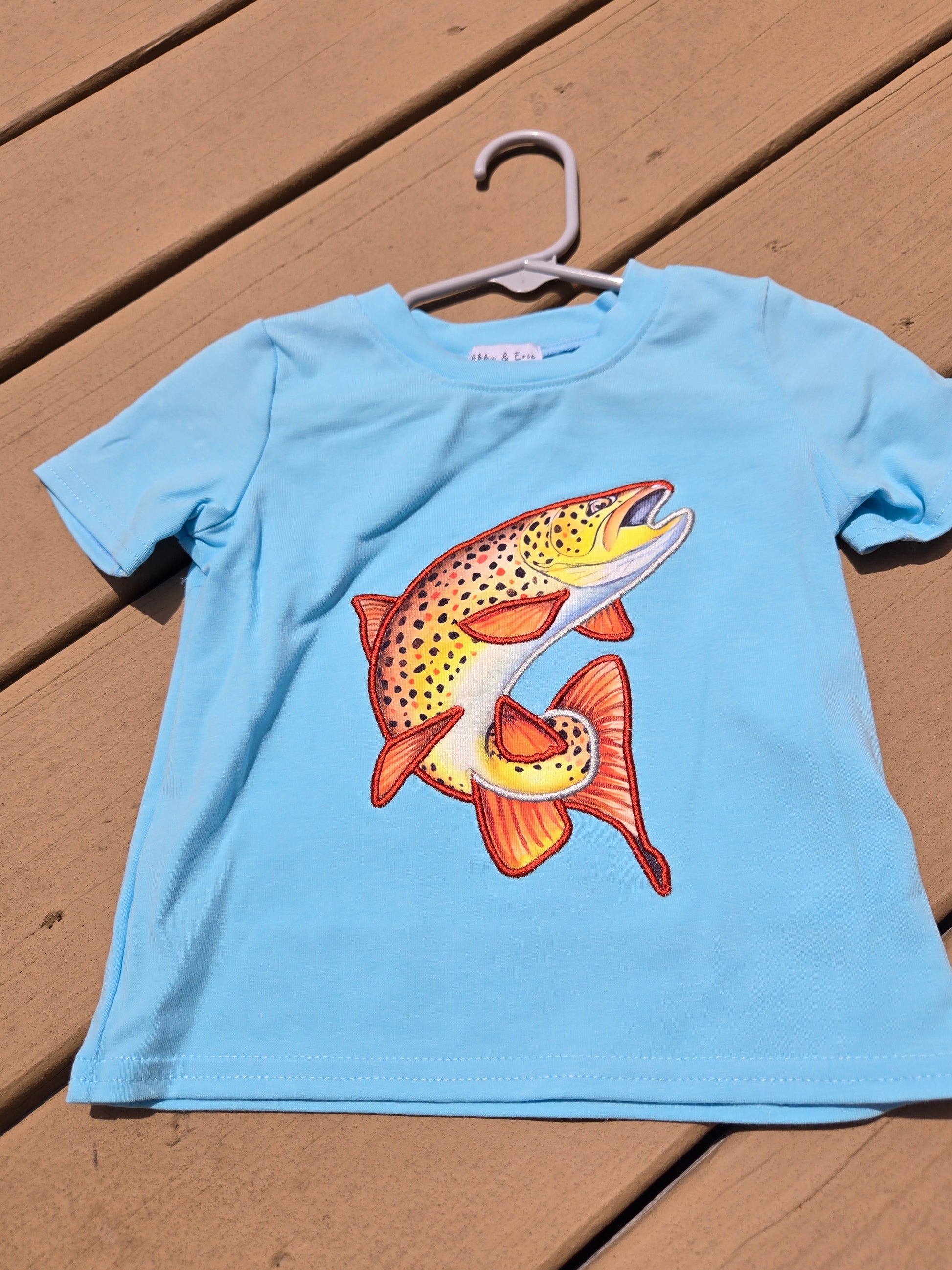 Blue Fish Applique Boy Shirt Honeydew