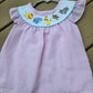 Pink Seersucker Animal Embroidery Dress Honeydew