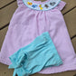 Pink Seersucker Animal Embroidery 2 Pc Short Set Honeydew