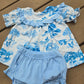 Blue Farm Print Girl Bloomer Set Honeydew