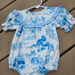 Blue Farm Print Girl Bubble Honeydew