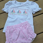 Pink Seersucker Sailboat Embroidery Girl Bloomer Set Honeydew