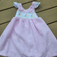 Pink Seersucker Sailboat Embroidery Girl Dress Honeydew