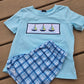 Blue Sailboat Smocked 2 Pc Boy Set Honeydew