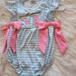 Blue Stripe Go Fishing Applique Girl Bubble Honeydew