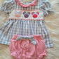 Blue Character Plaid Girl Bloomer Set Honeydew