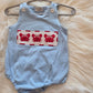 Blue Crab Embroidery Boy Romper Honeydew