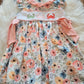 Floral coral crab girls dress Honeydew