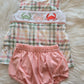 Plaid coral crab boy diaper set Honeydew