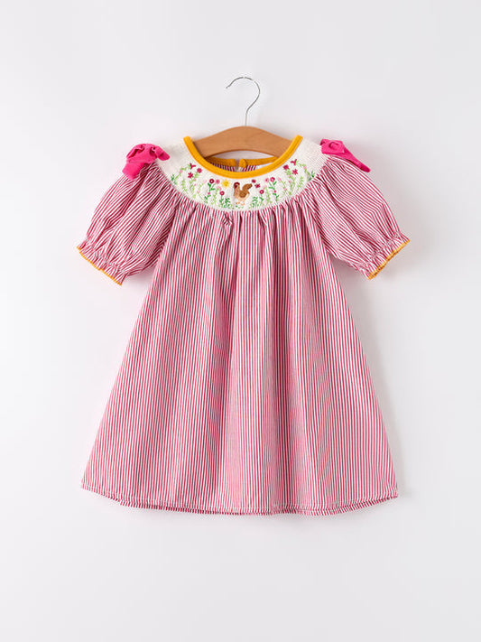 Autumn Smocked Chicken Embroidered Girl Dress Rylee Faith