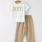 Beige Stripe Smocked Church Christ Bishop Christening Outfit Rylee Faith